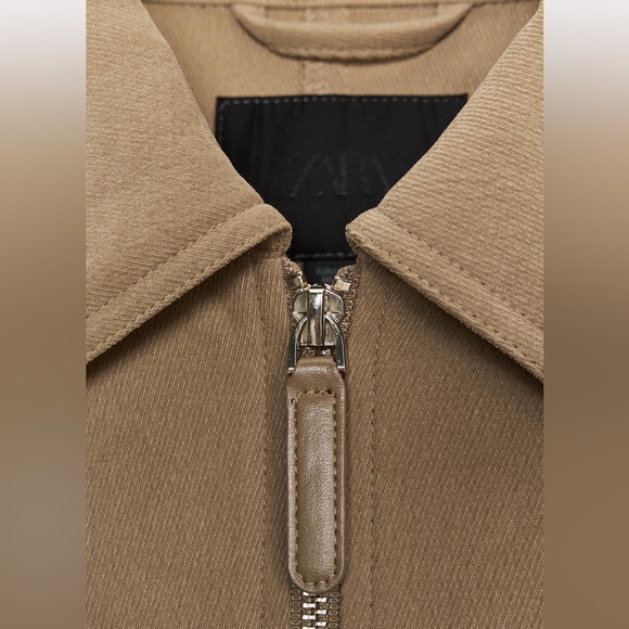 NWT Zara Adjustable Waist Pocket Suede Jacket Tan / Camel Size Small - Picture 8 of 10